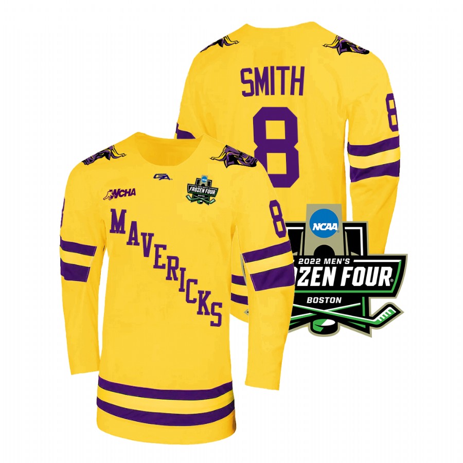 Minnesota State Mavericks Nathan Smith 2022 Frozen Four Championship Hockey Jersey Gold