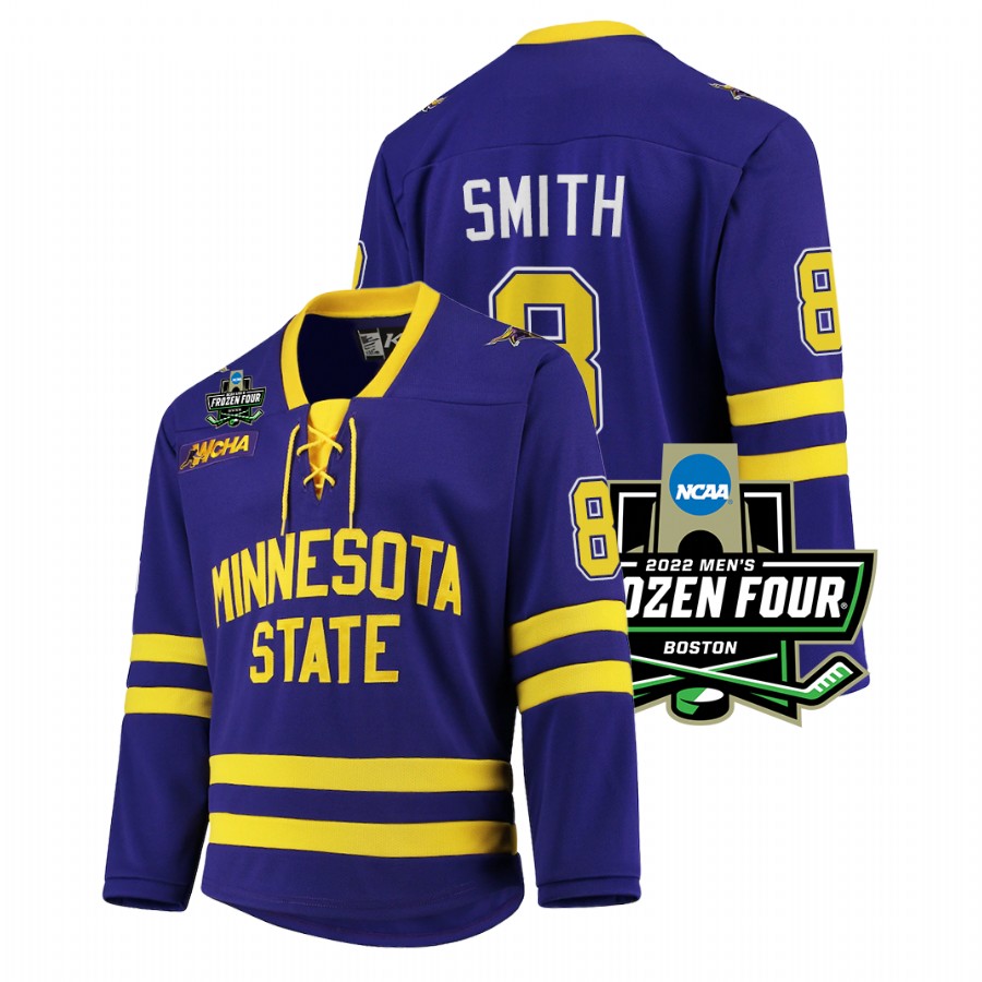 Minnesota State Mavericks Nathan Smith 2022 Frozen Four Purple Jersey