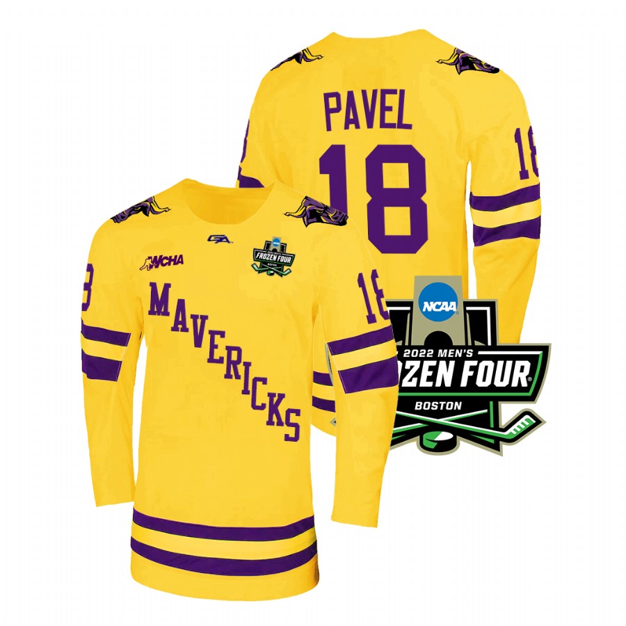 Minnesota State Mavericks Ondrej Pavel 2022 Frozen Four Championship Hockey Jersey Gold