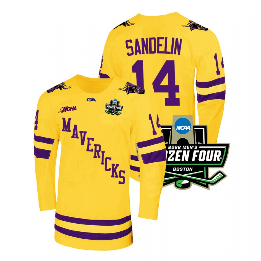 Minnesota State Mavericks Ryan Sandelin 2022 Frozen Four Championship Hockey Jersey Gold