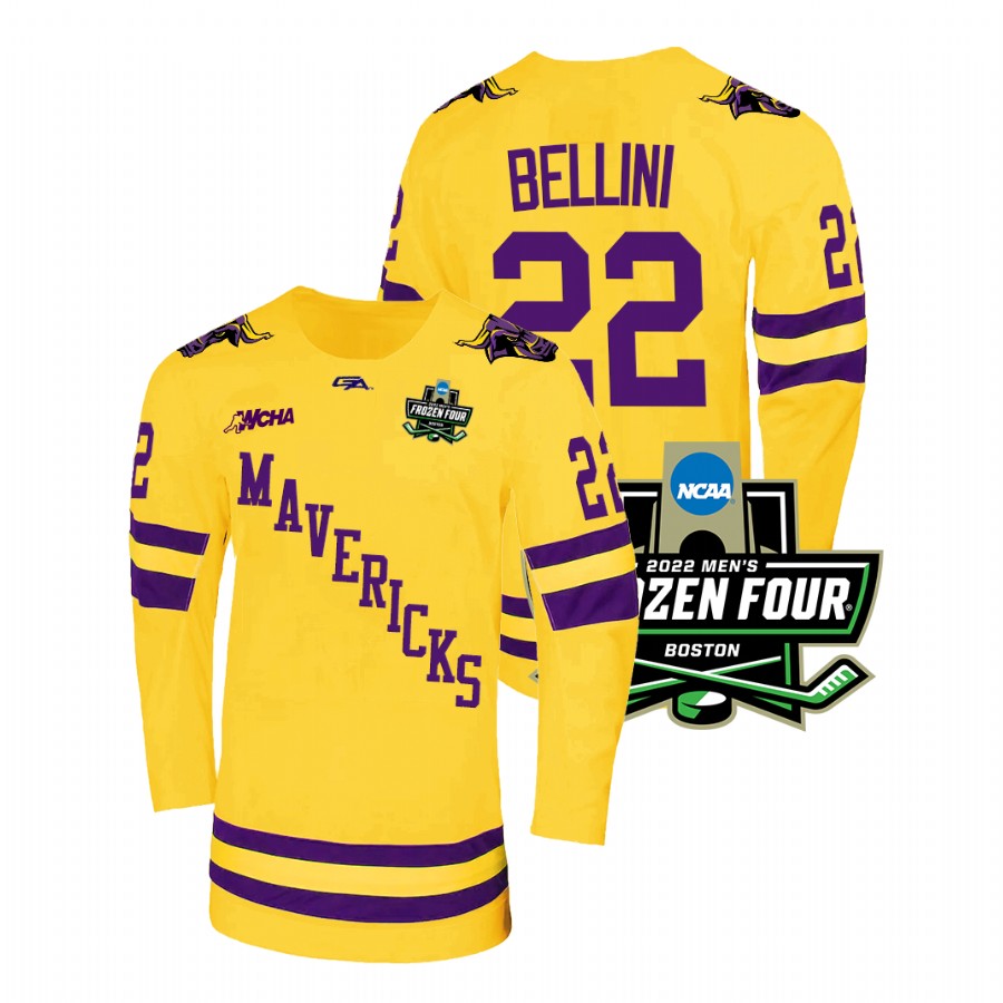 Minnesota State Mavericks Steven Bellini 2022 Frozen Four Championship Hockey Jersey Gold
