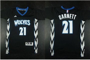 Minnesota Timberwolves #21 Kevin Garnett Black Alternate Stitched NBA Jersey