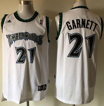 Minnesota Timberwolves #21 Retro Garnett White Stitched NBA Jersey