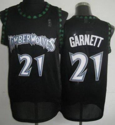 Minnesota Timberwolves 21 Kevin Garnett Black Hardwood Classics Revolution 30 NBA Jerseys