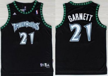 Minnesota Timberwolves 21 Kevin Garnett Black Swingman NBA Jerseys