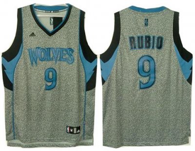 Minnesota Timberwolves 9 Ricky Rubio Grey Static Fashion Swingman NBA Jerseys