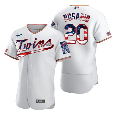 Minnesota Twins #20 Eddie Rosario Men's Nike White Fluttering USA Flag Limited Edition Authentic MLB Jersey