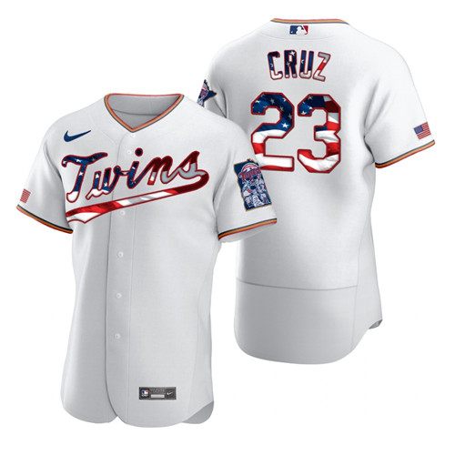 Minnesota Twins #23 Nelson Cruz Men's Nike White Fluttering USA Flag Limited Edition Authentic MLB Jersey