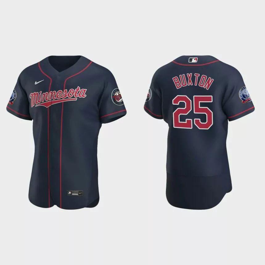 Minnesota Twins #25 Byron Buxton 2020 Alternate Authentic 60th Season Jersey – Navy