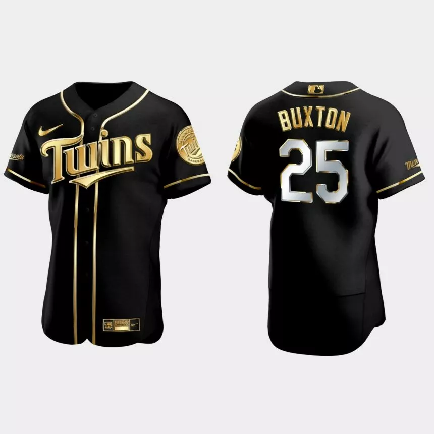Minnesota Twins #25 Byron Buxton Golden Edition Authentic Jersey – Black