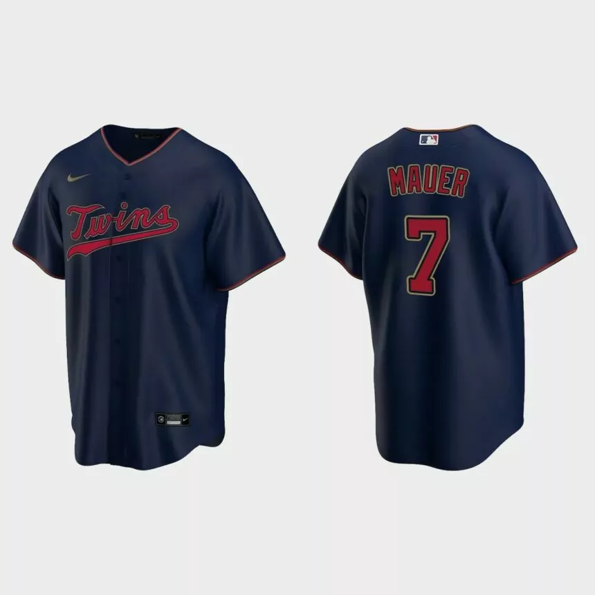 Minnesota Twins #7 Joe Mauer Navy Replica Alternate Jersey