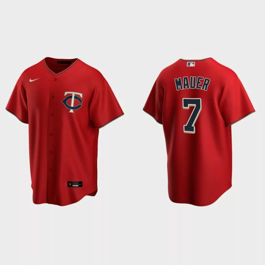 Minnesota Twins #7 Joe Mauer Red Replica Alternate Jersey