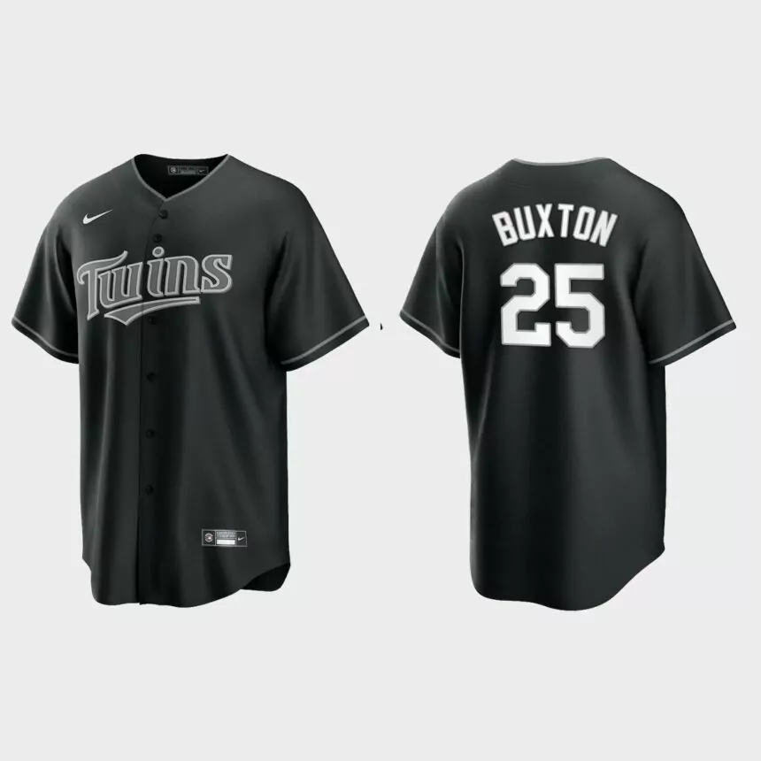 Minnesota Twins Byron Buxton 2021 All Black Fashion Replica Jersey – Black White