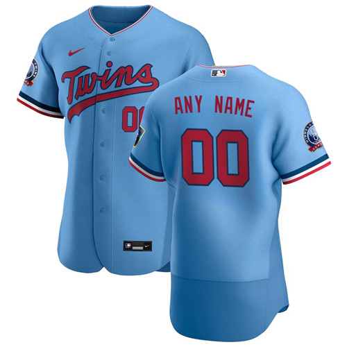 Minnesota Twins Custom Men's Nike Light Blue Alternate 2020 60th Season Authentic Team MLB Jersey