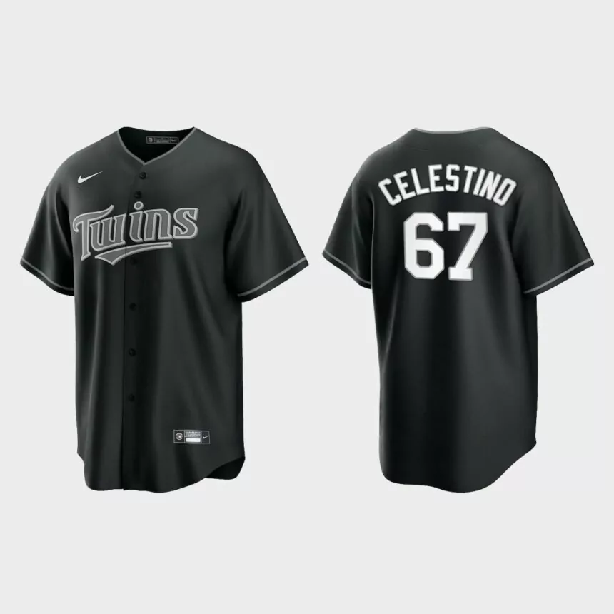 Minnesota Twins Gilberto Celestino Replica Official Jersey – Black White