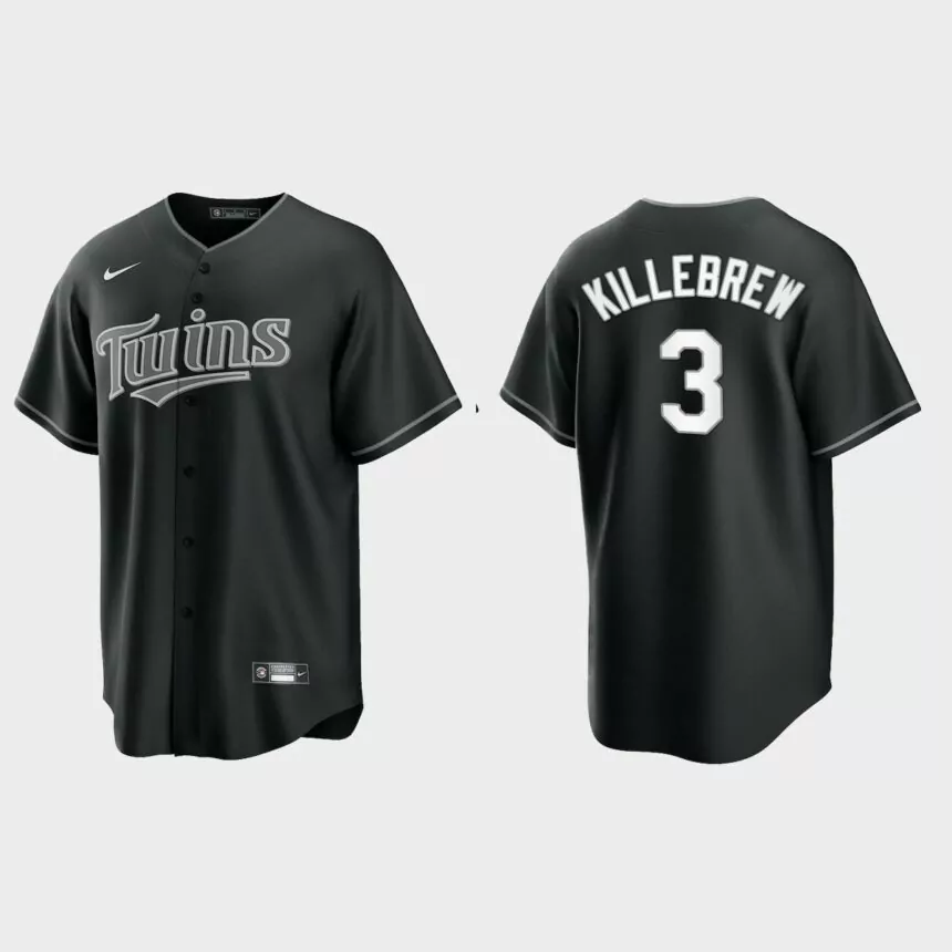 Minnesota Twins Harmon Killebrew 2021 All Black Fashion Replica Jersey – Black White