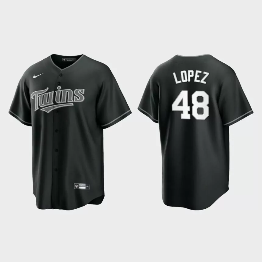Minnesota Twins Jorge Lopez Replica Official Jersey – Black White
