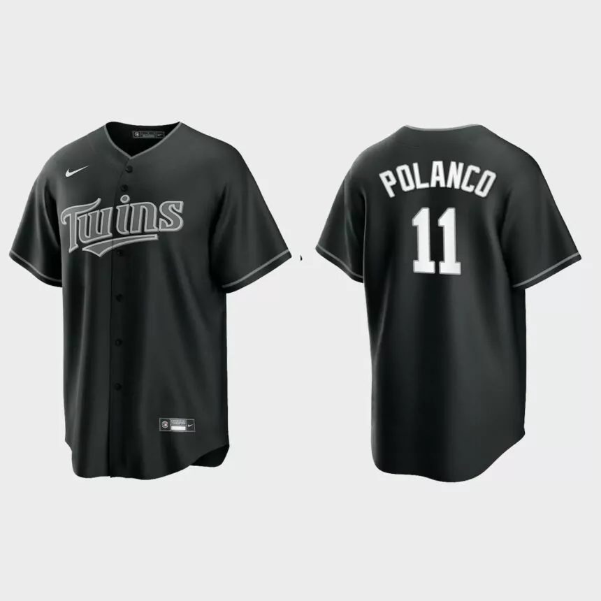 Minnesota Twins Jorge Polanco 2021 All Black Fashion Replica Jersey – Black Whit
