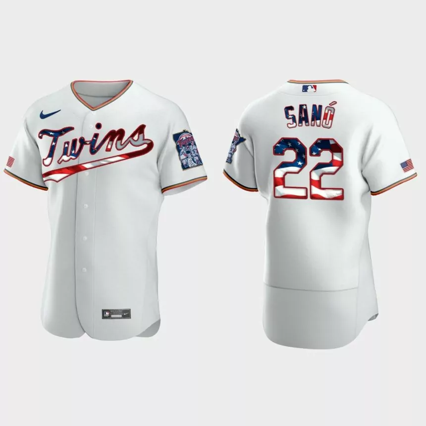 Minnesota Twins Miguel Sano 2020 Stars & Stripes 4th of July Jersey – White