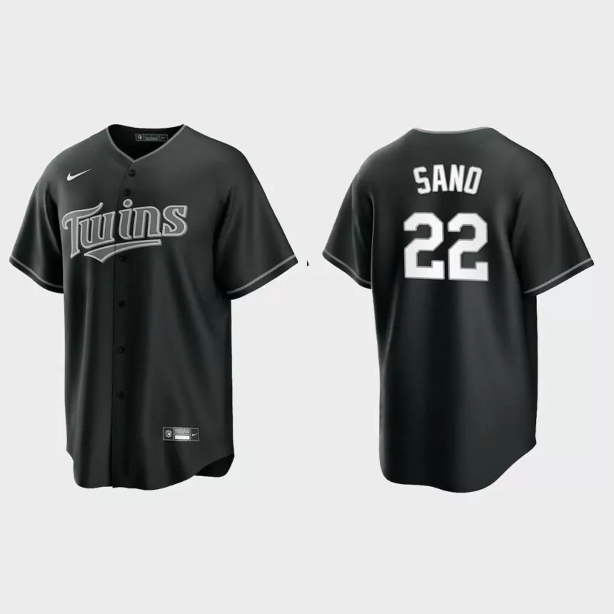 Minnesota Twins Miguel Sano 2021 All Black Fashion Replica Jersey – Black White