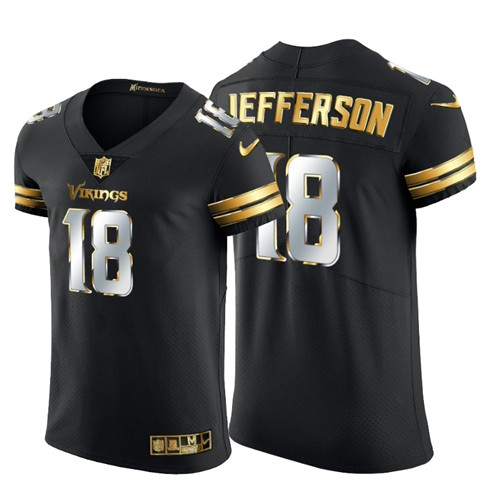 Minnesota Vikings #18 Justin Jefferson Men's Nike Black Edition Vapor Untouchable Elite NFL Jersey