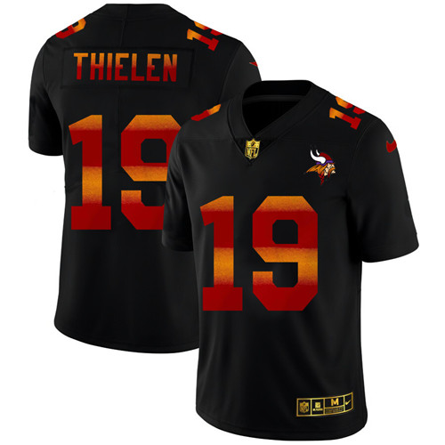 Minnesota Vikings #19 Adam Thielen Men's Black Nike Red Orange Stripe Vapor Limited NFL Jersey