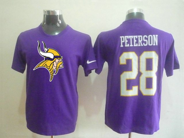 NEW NFL Minnesota Vikings 28 Adrian Peterson Name & Number T-Shirt