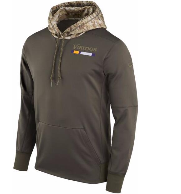Minnesota Vikings Nike Salute To Service Sideline Therma Pullover Hoodie Olive