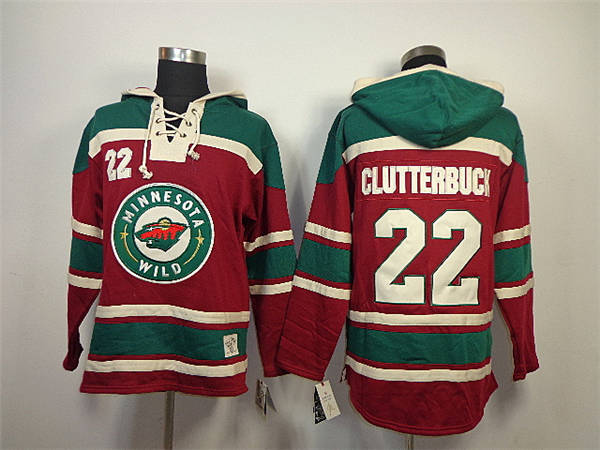 Minnesota Wild #22 Cal Clutterbuck Red Old Time Hockey hoodies Stitched
