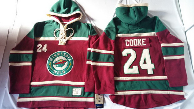 Minnesota Wild #24 Matt Cooke Red Old Time Hockey Hoodie Stitched