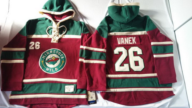 Minnesota Wild #26 Thomas Vanek Red Old Time Hockey Hoodie Stitched