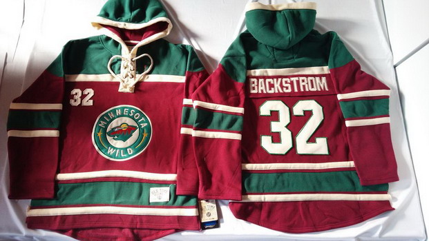 Minnesota Wild #32 Niklas Backstrom Red Old Time Hockey Hoodie Stitched