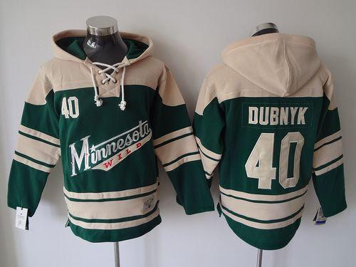 Minnesota Wild #40 Devan Dubnyk Green Sawyer Hooded Sweatshirt Stitched NHL jersey