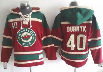 Minnesota Wild #40 Devan Dubnyk Red Sawyer Hooded Sweatshirt Stitched NHL Jersey