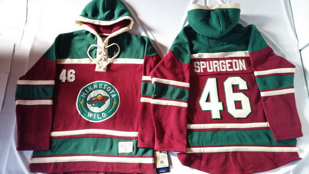 Minnesota Wild #46 Jared Spurgeon Red Old Time Hockey Hoodie Stitched