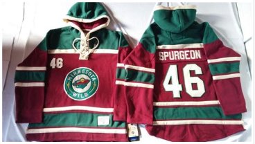 Minnesota Wild #46 Jared Spurgeon Red Sawyer Hooded Sweatshirt Stitched NHL Jersey