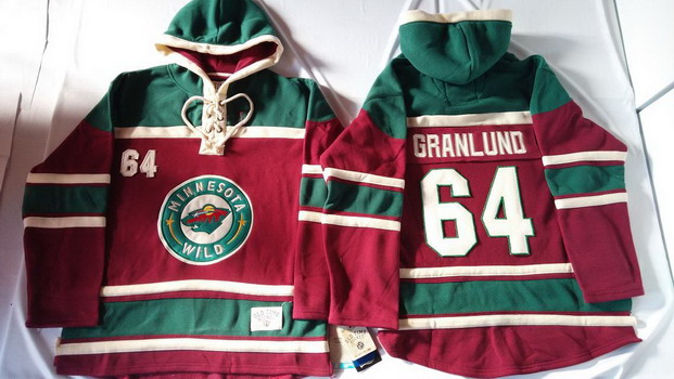 Minnesota Wild #64 Mikael Granlund Red Old Time Hockey Hoodie Stitched