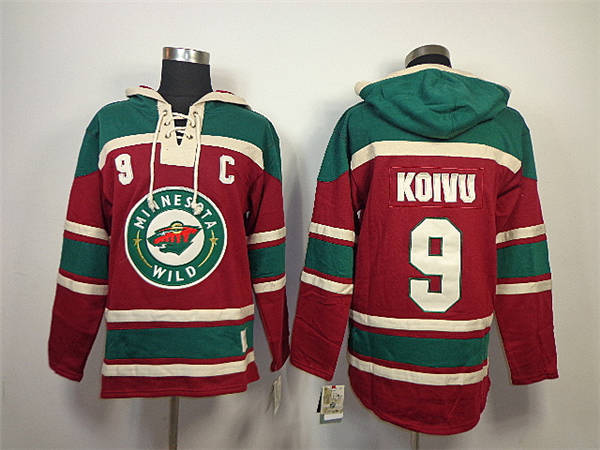 Minnesota Wild #9 Mikko Koivu Red Old Time Hockey hoodies Stitched