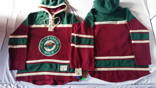 Minnesota Wild Blank Red Old Time Hockey Hoodie Stitched