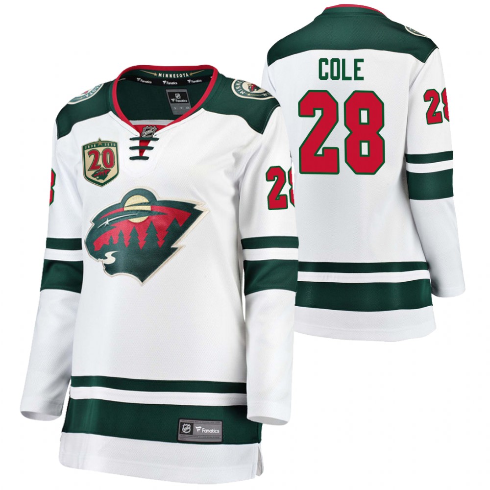 Minnesota Wild Ian Cole Women White 2021 20th Anniversary Jersey