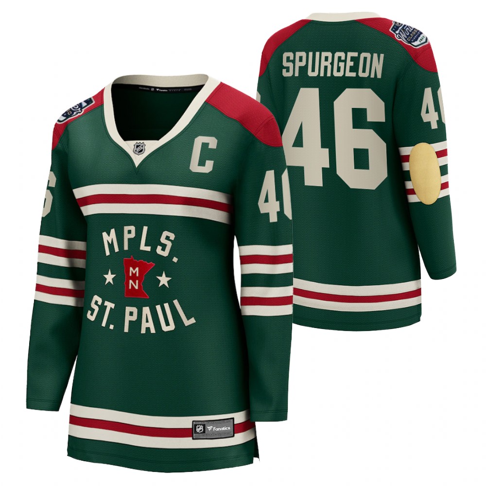 Minnesota Wild Jared Spurgeon Women Green 2022 Winter Classic Jersey