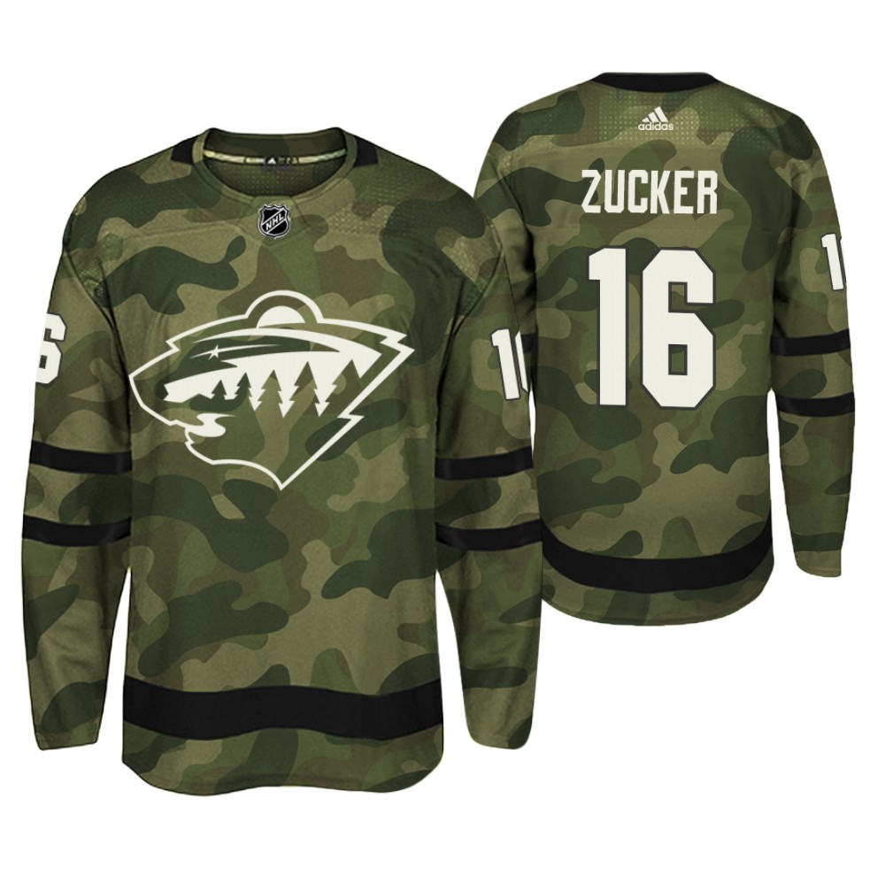 Minnesota Wild Jason Zucker Camo Armed Special Forces Player Jersey