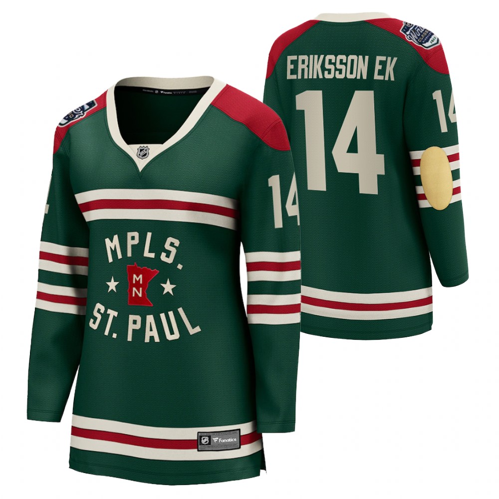Minnesota Wild Joel Eriksson Ek Women Green 2022 Winter Classic Jersey