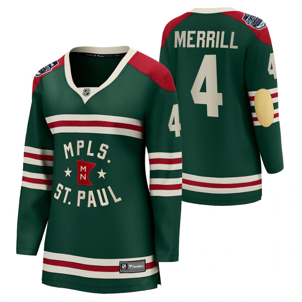 Minnesota Wild Jon Merrill Women Green 2022 Winter Classic Jersey