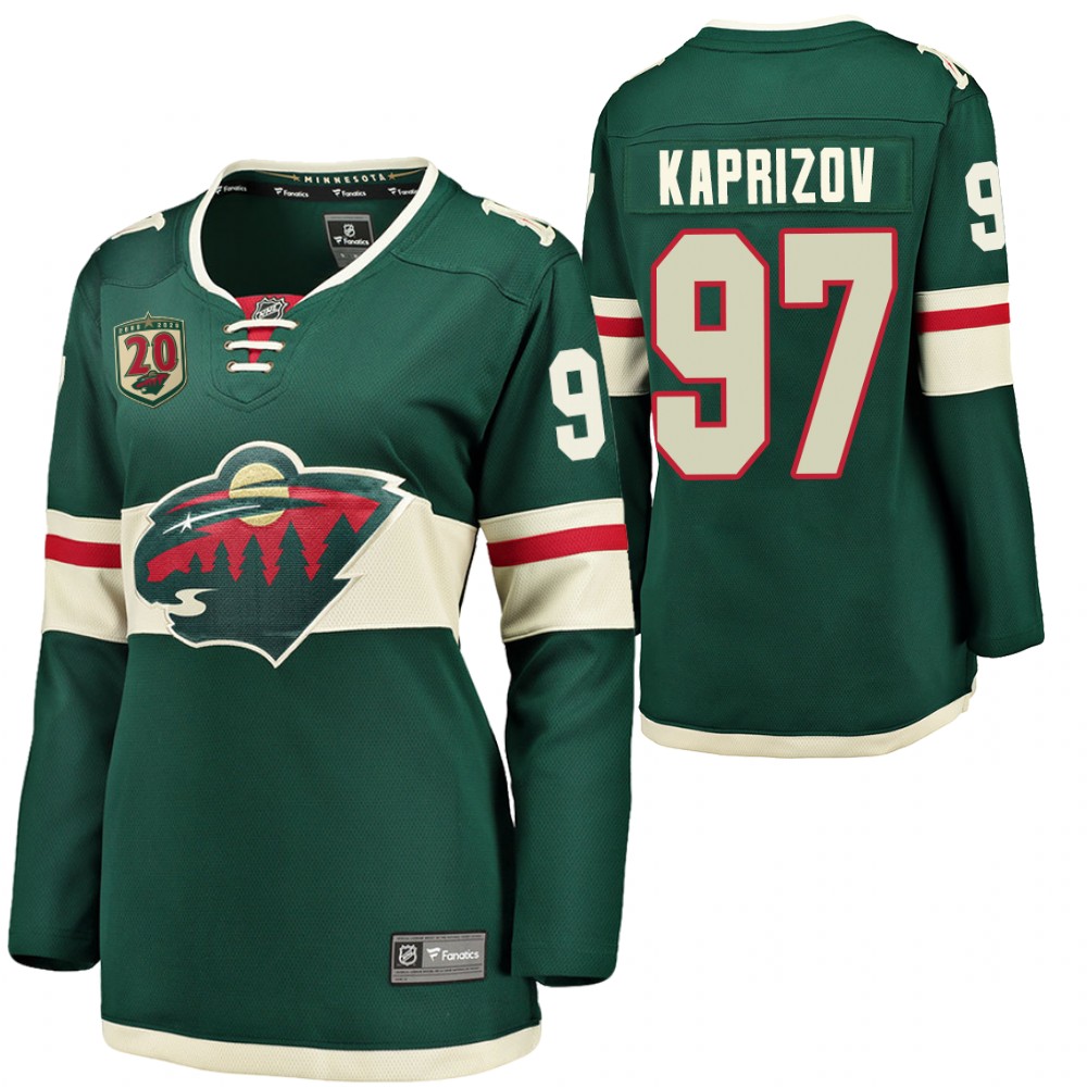 Minnesota Wild Kirill kaprizov Women Green 2020-21 20th Anniversary Jersey