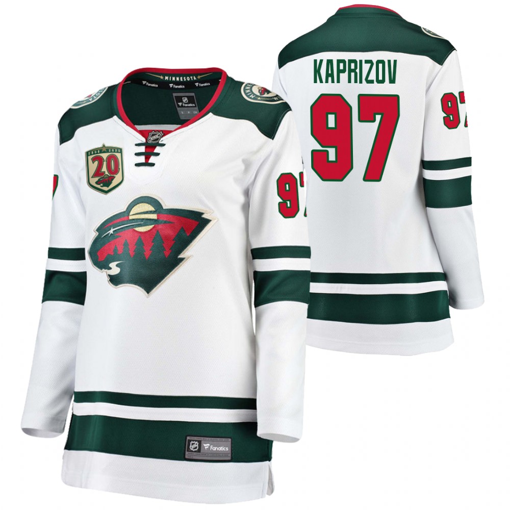 Minnesota Wild Kirill kaprizov Women White 2020-21 20th Anniversary Jersey