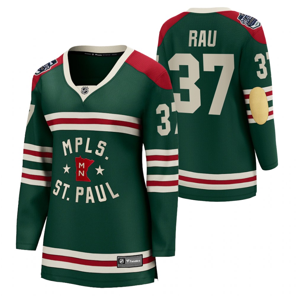 Minnesota Wild Kyle Rau Women Green 2022 Winter Classic Jersey