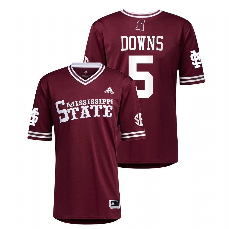 Mississippi State Bulldogs Aaron Downs Men Maroon College Baseball Jersey
