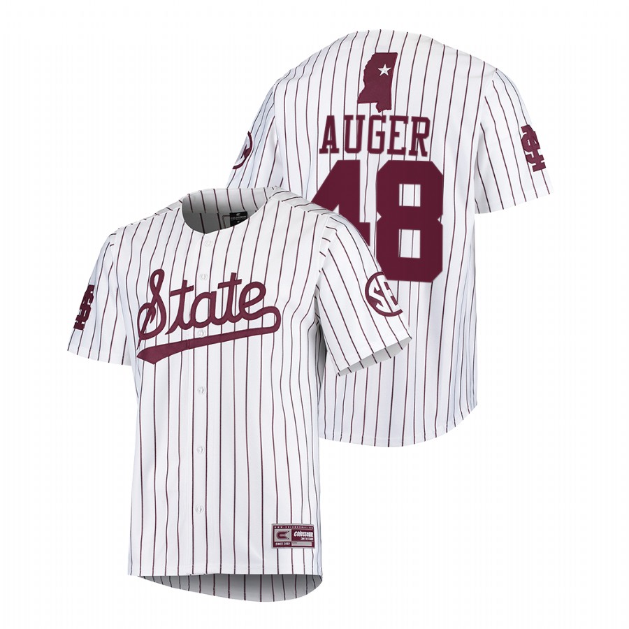 Mississippi State Bulldogs Brooks Auger Men White College Baseball Jersey