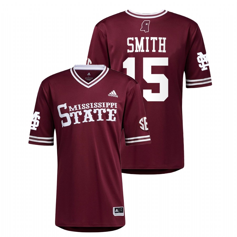 Mississippi State Bulldogs Cade Smith Men Maroon College Baseball Jersey